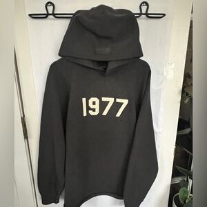 Essentials Black Hoodie Sweater with 1977 Design